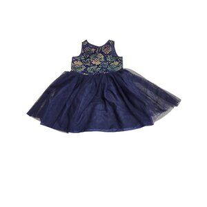 Mia & Mimi Girl 3T Blue Lace Floral Dress With Tulle Skirt  3488